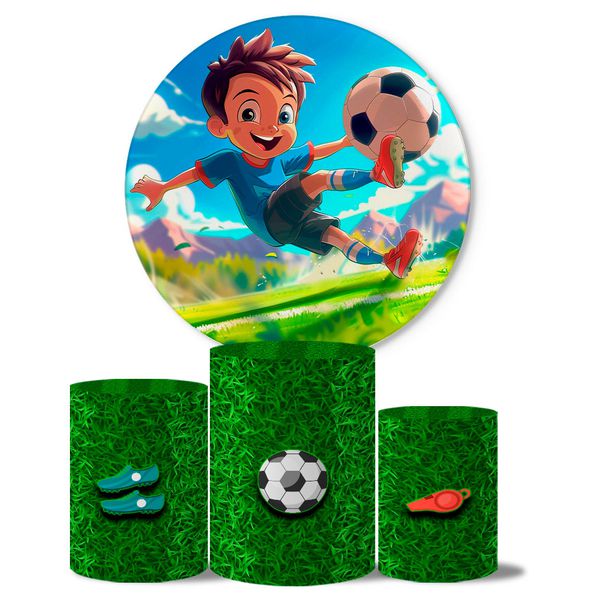 Trio de Capas Cilindros + Painel Veste Fácil Tema Futebol 5