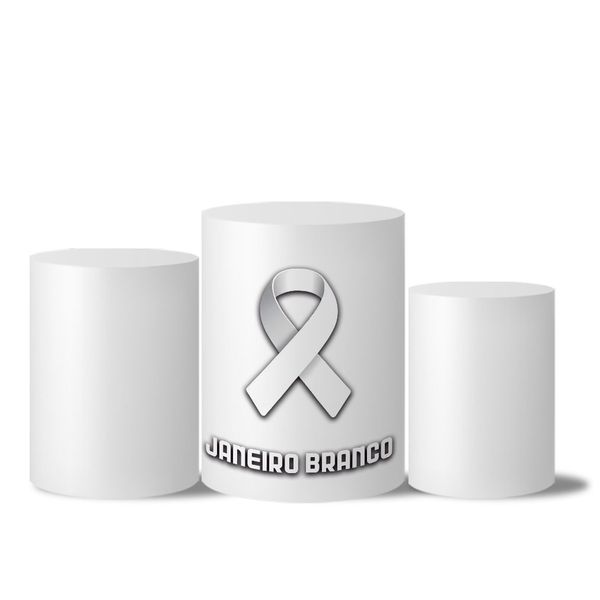 Trio de Capas de Cilindros Veste Fácil C/ Elástico Tema Janeiro Branco 2