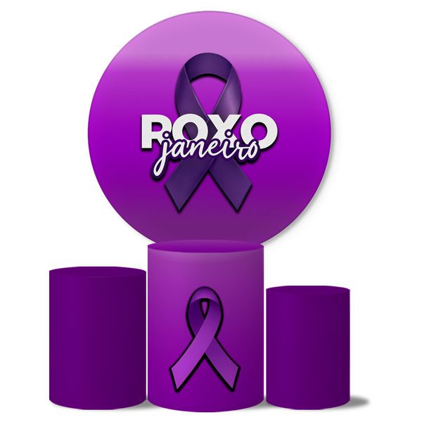 Trio de Capas Cilindros + Painel Veste Fácil Tema Janeiro Roxo