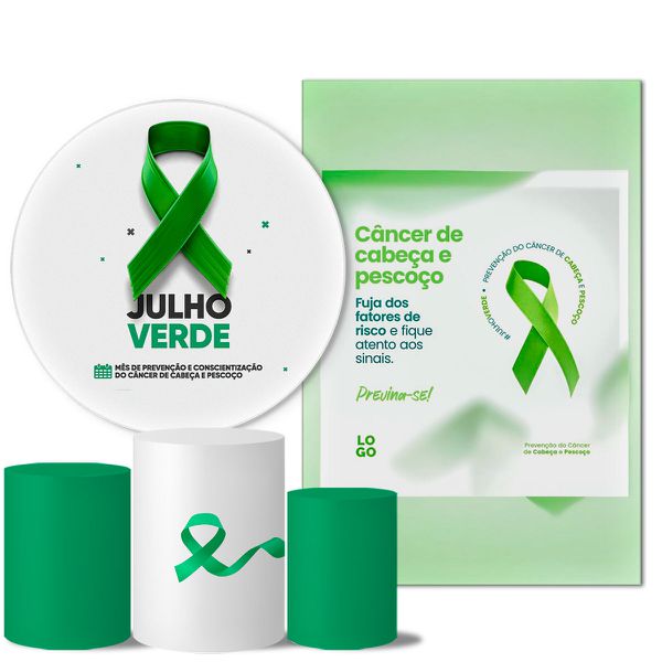 Kit Casado Veste Fácil Trio de Capas Cilindros + Painel Redondo + Painel Retangular Tema Julho Verde