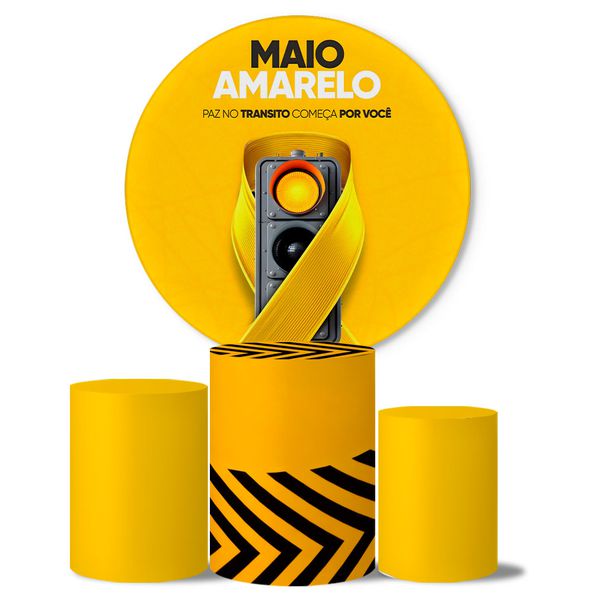 Trio de Capas Cilindros + Painel Veste Fácil Tema Maio Amarelo