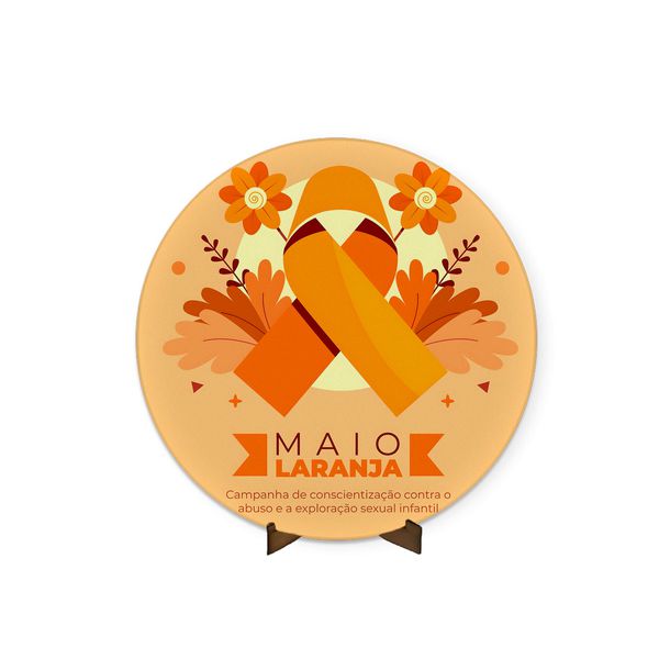 Painel Redondo 50x50 Veste Fácil C/ Elástico Tema Maio Laranja