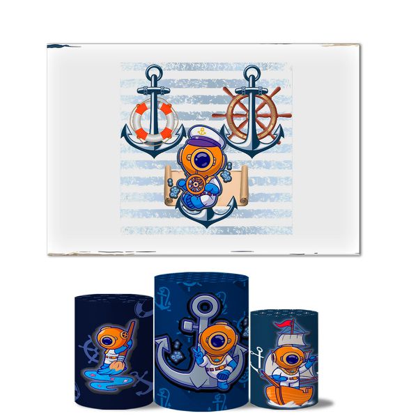 Trio De Capas Cilindros + Painel Retangular Horizontal Marinheiro 2