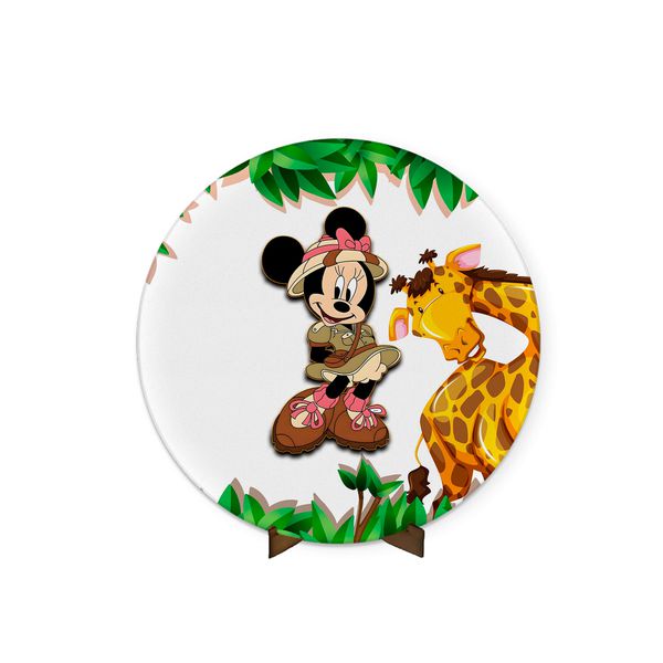 Painel Redondo 50x50 Veste Fácil C/ Elástico Tema Minnie Safari 1