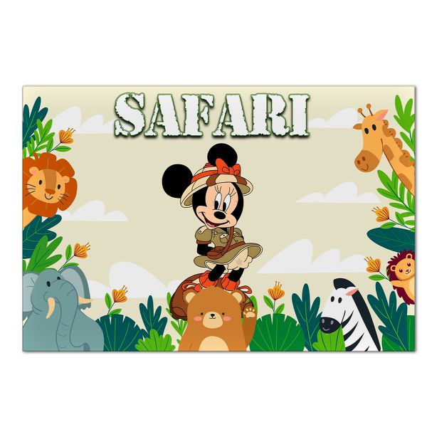 Painel Retangular Horizontal 2,20x1,50 Tema Minnie Safari 1