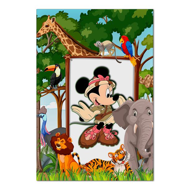 Painel Retangular Passa Varão 1,50x2,20 Tema Minnie Safari 1