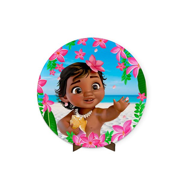 Painel Redondo 50x50 Veste Fácil C/ Elástico Tema Moana Baby