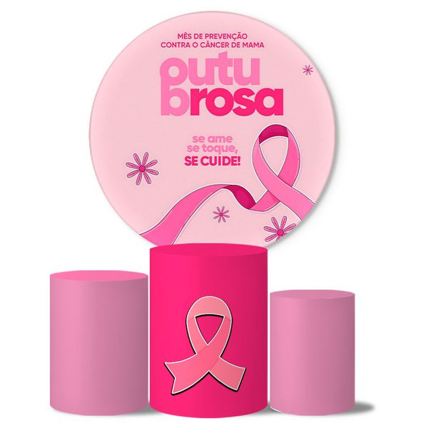 Trio de Capas Cilindros + Painel Veste Fácil Tema Outubro Rosa 3