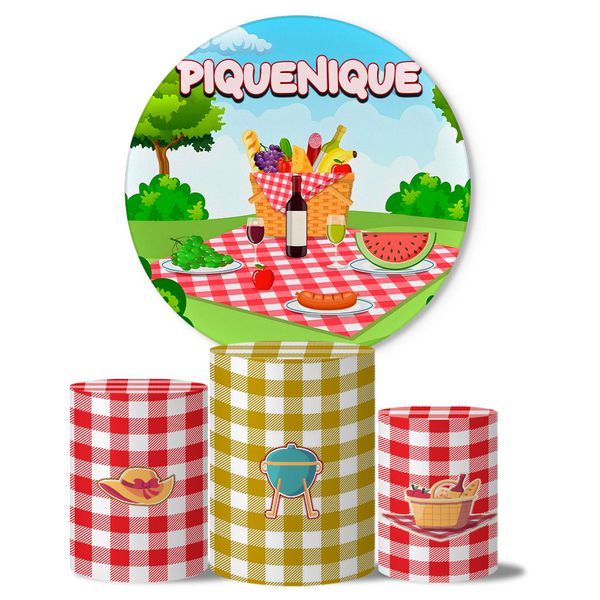 Trio de Capas Cilindros + Painel Veste Fácil Tema Piquenique