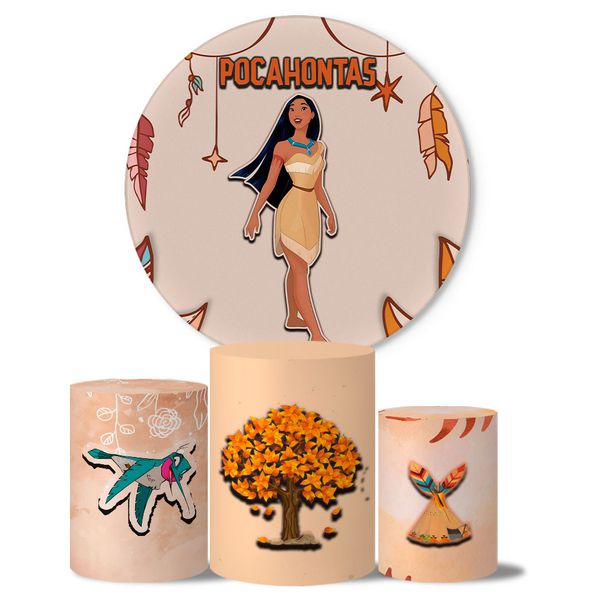 Trio de Capas Cilindros + Painel Veste Fácil Tema Pocahontas