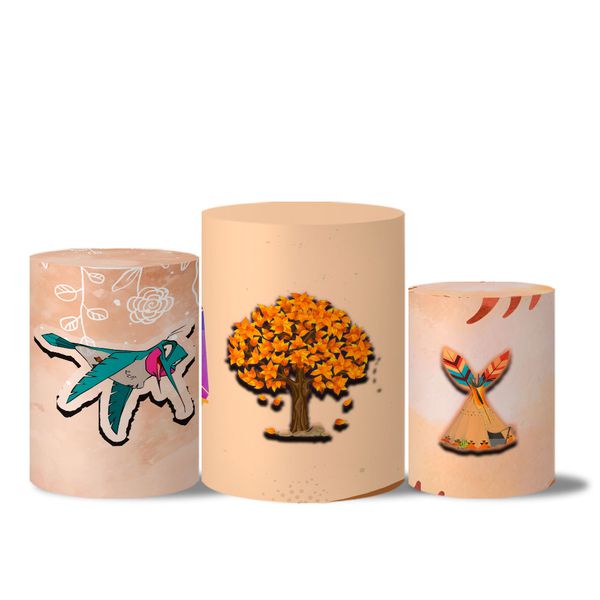 Trio de Capas de Cilindros Veste Fácil C/ Elástico Tema Pocahontas