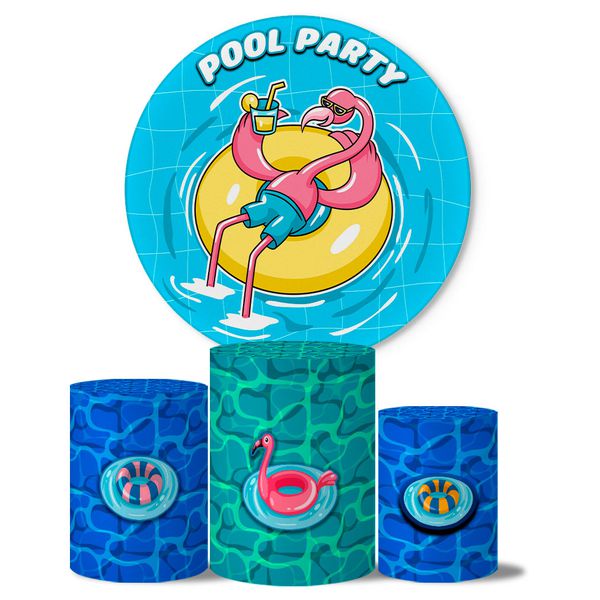 Trio de Capas Cilindros + Painel Veste Fácil Tema Pool Party 7