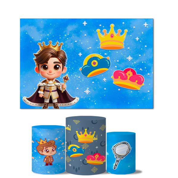 Trio De Capas Cilindros + Painel Retangular Horizontal Príncipe Cute