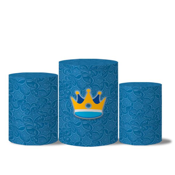 Trio de Capas de Cilindros Veste Fácil C/ Elástico Tema Realeza Azul 2