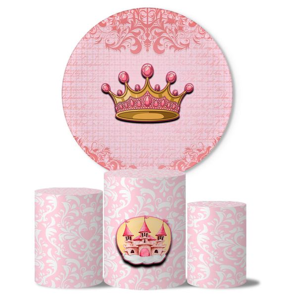 Trio de Capas Cilindros + Painel Veste Fácil Tema Realeza Rosa 2