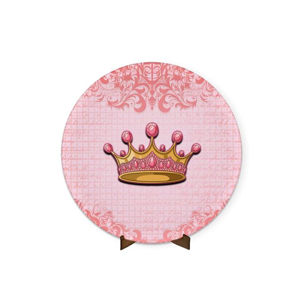 Painel Redondo 50x50 Veste Fácil C/ Elástico Tema Realeza Rosa 2