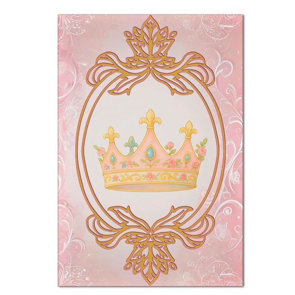 Painel Retangular Passa Varão 1,50x2,20 Tema Realeza Rosa 2