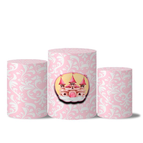 Trio de Capas de Cilindros Veste Fácil C/ Elástico Tema Realeza Rosa 2