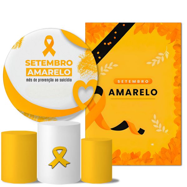 Kit Casado Veste Fácil Trio de Capas Cilindros + Painel Redondo + Painel Retangular Tema Setembro Amarelo 2