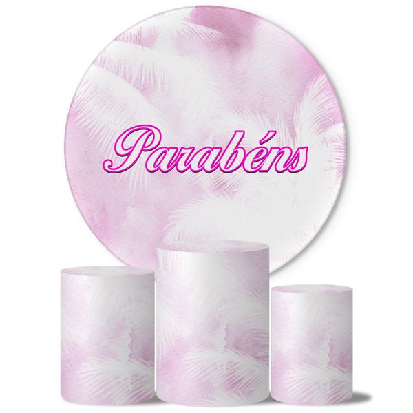 Trio Capas Cilindros + Painel Veste Fácil Parabéns Rosa