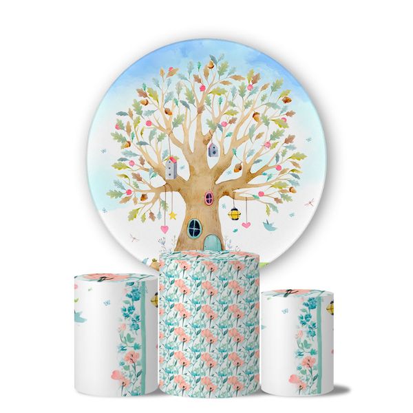 Trio Capas Cilindros + Painel Tema Passaros Pasteis