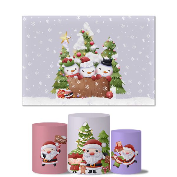 Trio Capas Cilindros + Painel Retangular Horizontal Feliz Natal 23
