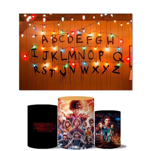 Trio Capas Cilindros + Painel Retangular Horizontal Stranger Things
