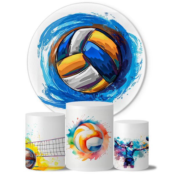 Trio Capas Cilindros + Painel Tema Volei Veste Fácil