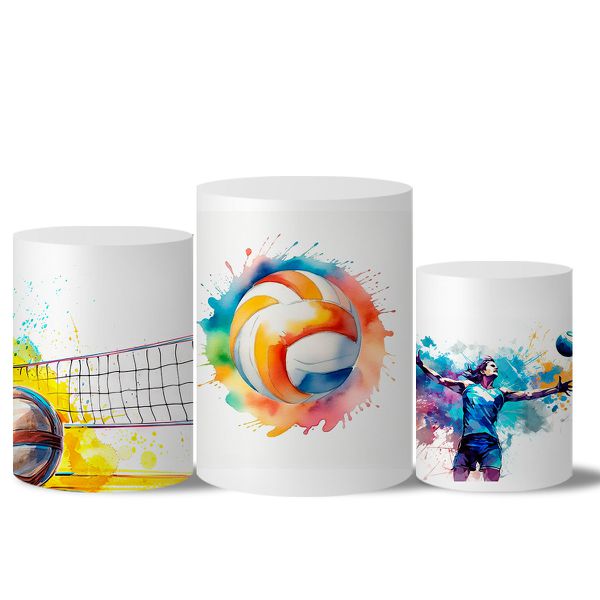 Trio de Capas de Cilindros Veste Fácil C/ Elástico Tema Volei