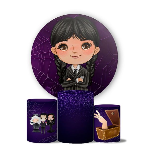 Trio Capas Cilindros + Painel Tema Wandinha 7