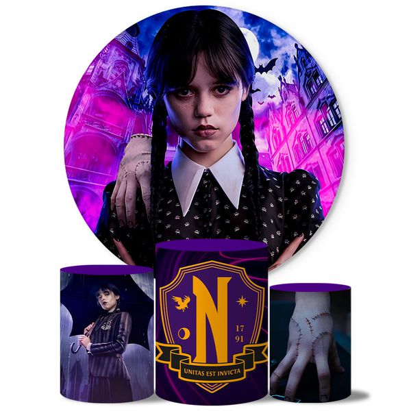 Trio Capas Cilindros + Painel Tema Wandinha 8