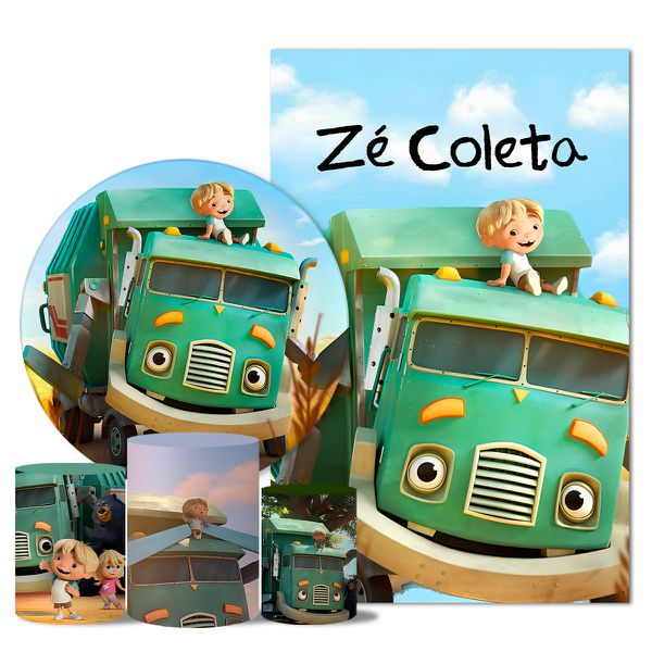 Kit Casado Veste Fácil Trio de Capas Cilindros + Painel Redondo + Painel Retangular Tema Zé Coleta