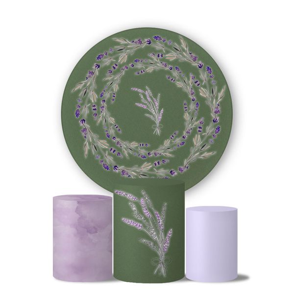Kit Painel Cilindro Tema Lavanda Floral