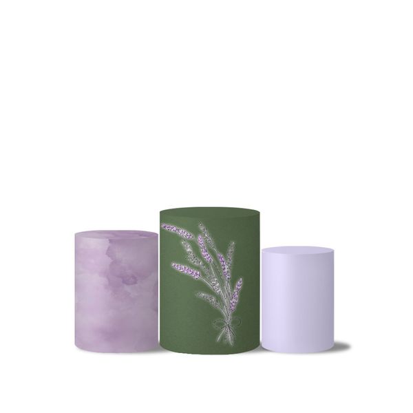 Trio Capas Cilindro Tema Lavanda Floral