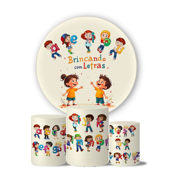 Kit Painel Cilindro Tema Letrinhas