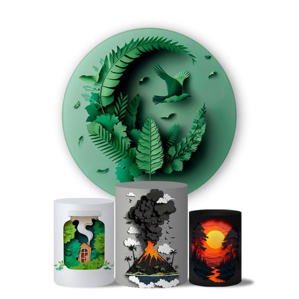 Kit Painel Cilindro Tema Natureza Papercut