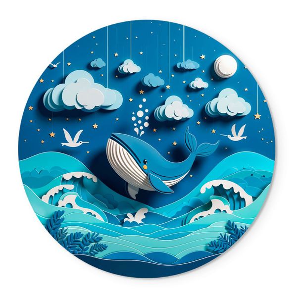 Painel Redondo Tema Oceano Papercut