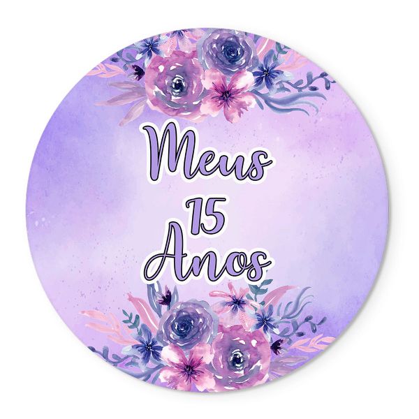 Painel Redondo Abre Fácil Tema Meus 15 Anos Lilás
