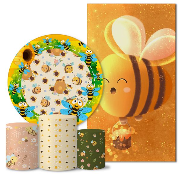 Trio Capas + Painéis Casado Tema Abelha Veste Fácil C/ Elástico 