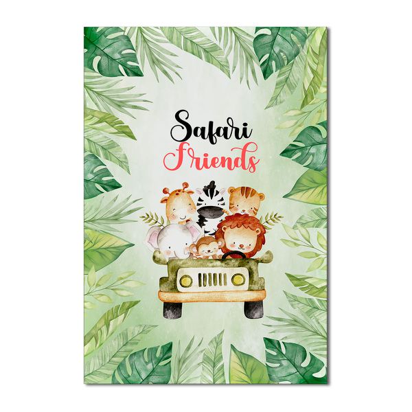 Painel Festa Retangular Tema Safari Friends