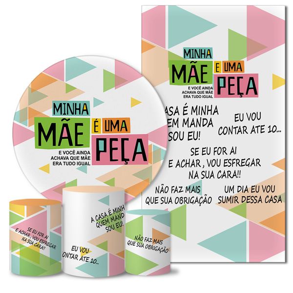 Trio Capas + Painéis Casado Tema Minha Mãe é Uma Peça Veste Fácil C/ Elástico