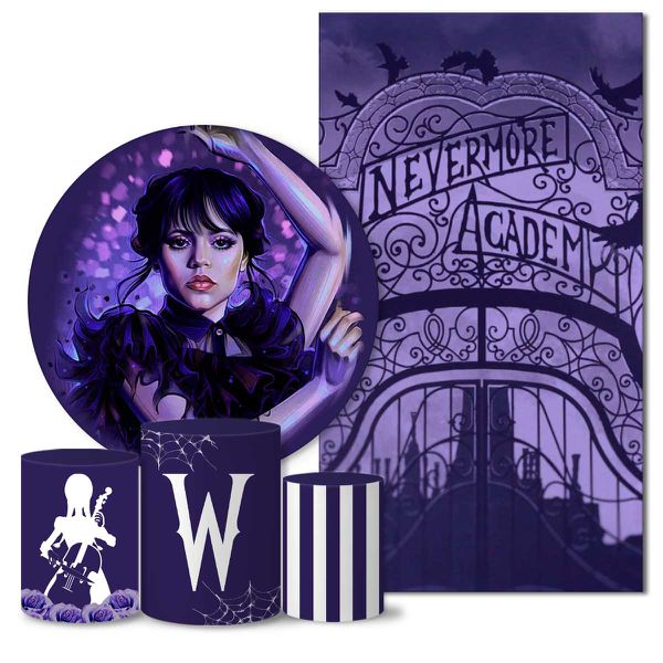 Trio Capas + Painéis Casado Wandinha Roxo Veste Fácil