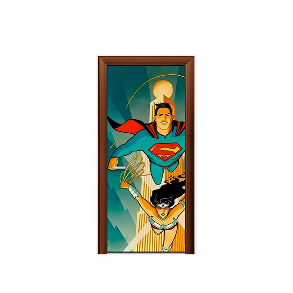 Capa de Porta Tema Superman E Mulher Maravilha