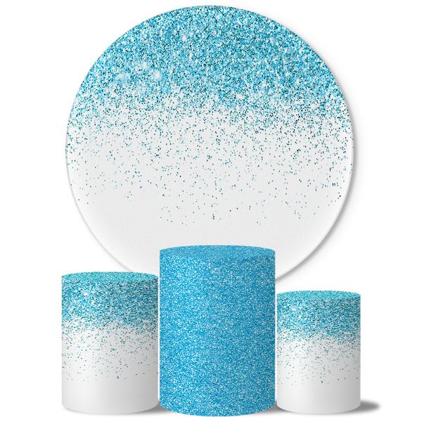 Trio Capas Cilindros + Painel Glitter Branco e Azul Veste Fácil