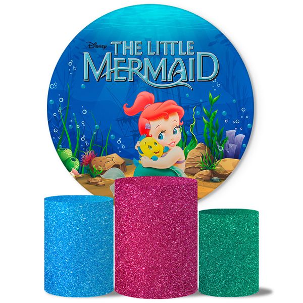 Trio Capas Cilindros + Painel Pequena Sereia Baby Veste Fácil