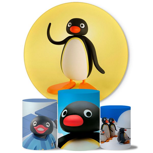 Trio Capas Cilindros + Painel Tema Pingu Veste Fácil 