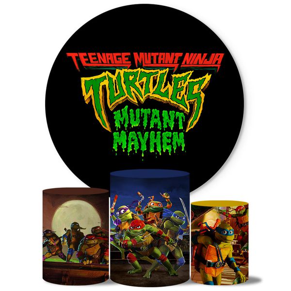 Trio Capas Cilindros + Painel Tema Tartarugas Ninjas 2 Veste Facil