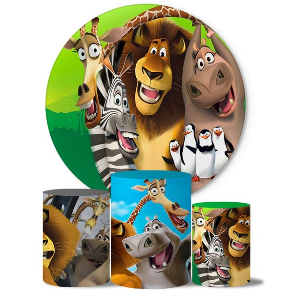 Trio Capas Cilindros + Painel Tema Madagascar Veste Fácil