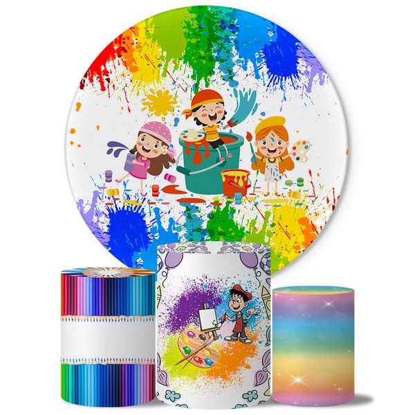 Trio Capas Cilindros + Painel Tema Pintando o Sete Veste Fácil