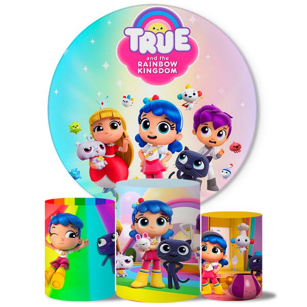 Trio Capas Cilindros + Painel Tema Vera e o Reino do Arco Íris Veste Fácil